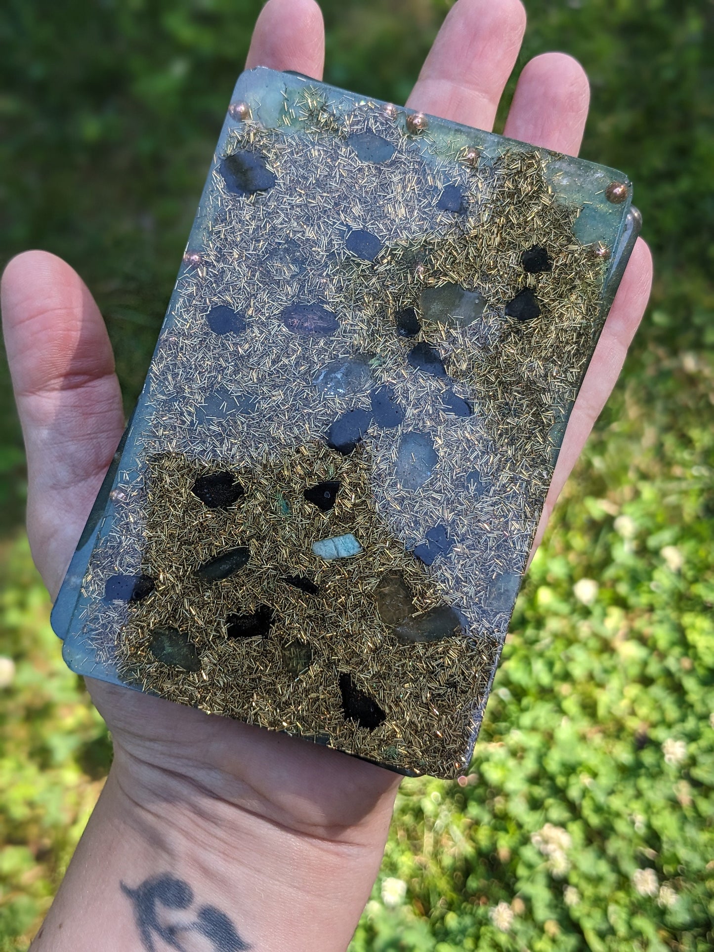 Orgonite Charging Plate For Crystal Energy Crystal Charging Plate For Energy Cleansing Gift Healing Orgonite Plate With Gemstones EMF Orgone