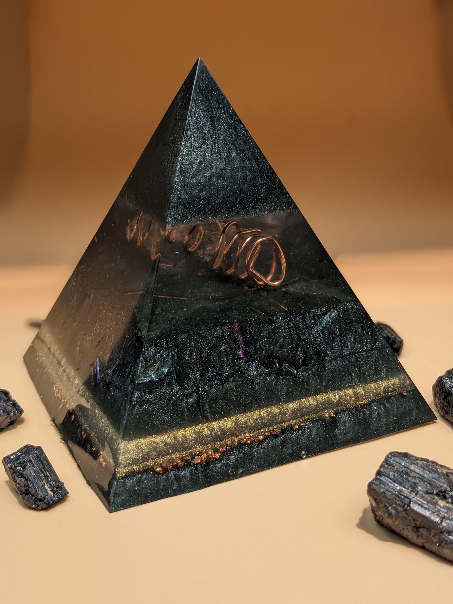 Large Orgone Pyramid Gift For Meditation Pyramid Positive Energy Gift For Yogi Cleansing Crystal Pyramid Orgonite EMF Protection Home Gift