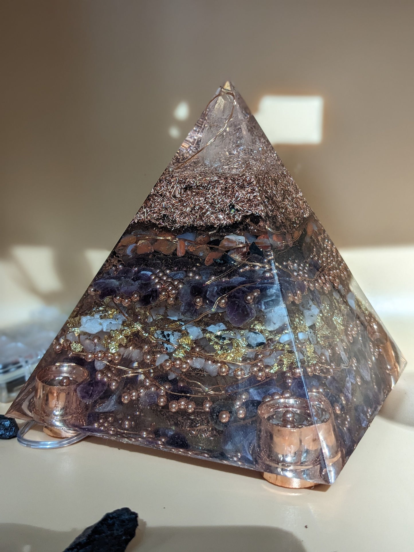 Large Orgonite Pyramid For Crystal Cleansing And Energy Healing As A Powerful Tool Metaphysical For EMF Protection And Energy Healing Gift