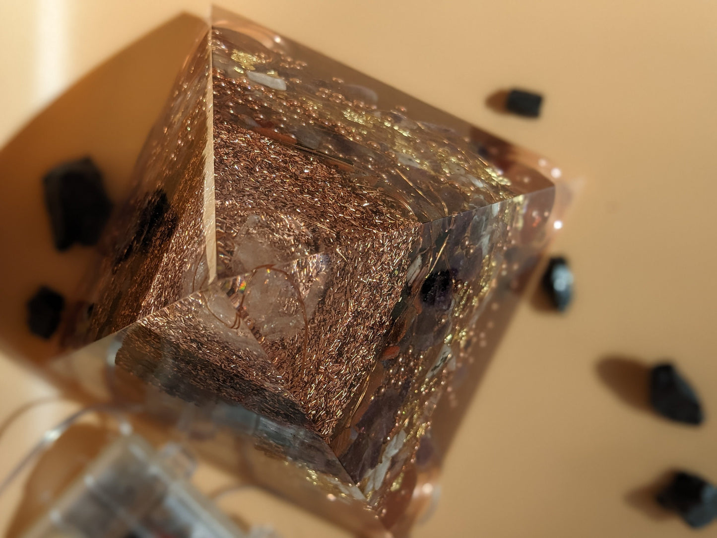 Large Orgonite Pyramid For Crystal Cleansing And Energy Healing As A Powerful Tool Metaphysical For EMF Protection And Energy Healing Gift