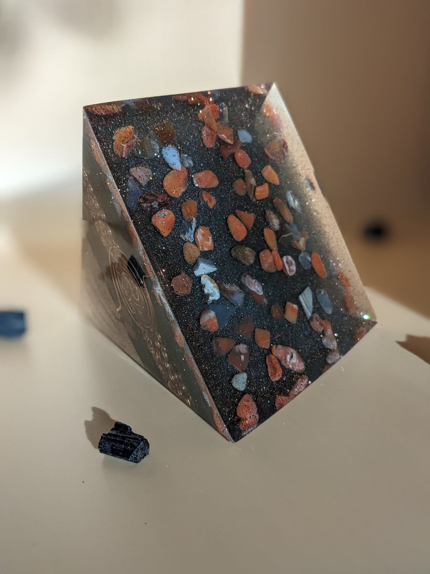 Large Orgone Pyramid Crystal Healing Tool For Meditation Gift Cleansing Crystal Spiritual Home Decor Crystal Shungite Pyramid EMF Protection