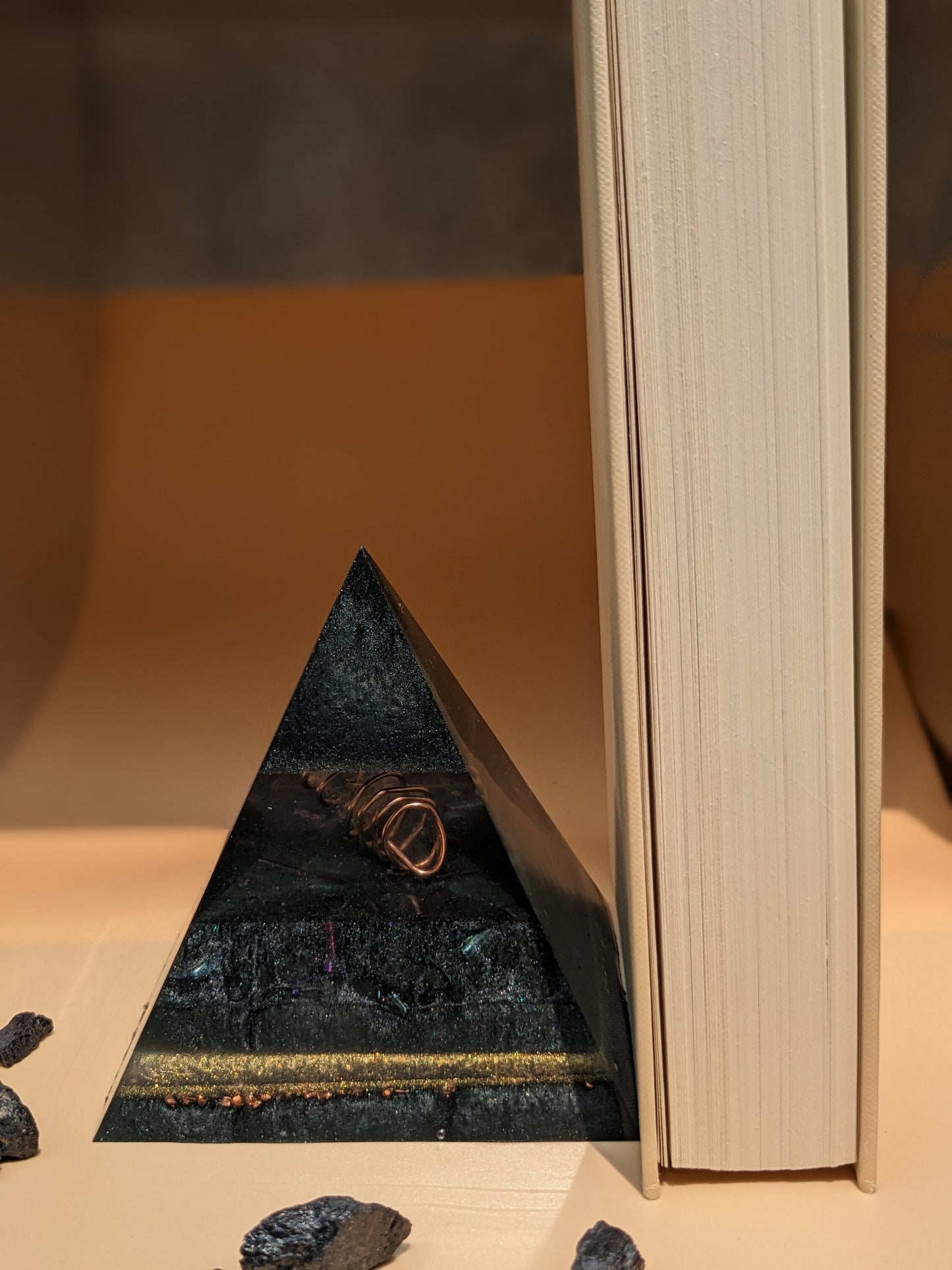 Large Orgone Pyramid Gift For Meditation Pyramid Positive Energy Gift For Yogi Cleansing Crystal Pyramid Orgonite EMF Protection Home Gift