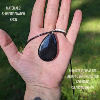 Shungite Pendant Necklace For EMF Protector Shungite Necklace Gift Shungite Stone Pendant EMF Protector Necklace Healing Protection Necklace