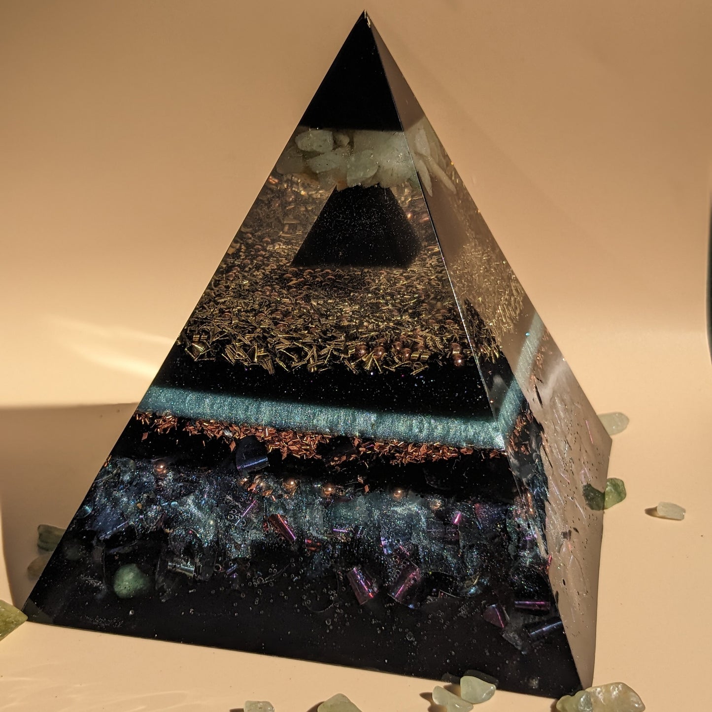 Large Orgone Pyramid Shungite Crystal Pyramid For Home and EMF Protector Shungite Pyramid Large Shungite Powerful Orgonite EMF Blocking