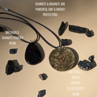 EMF Protector Necklace Healing Intention Necklace For Grounding Shungite EMF Shield Energy Protection Necklace Energy Shield Aura Protection