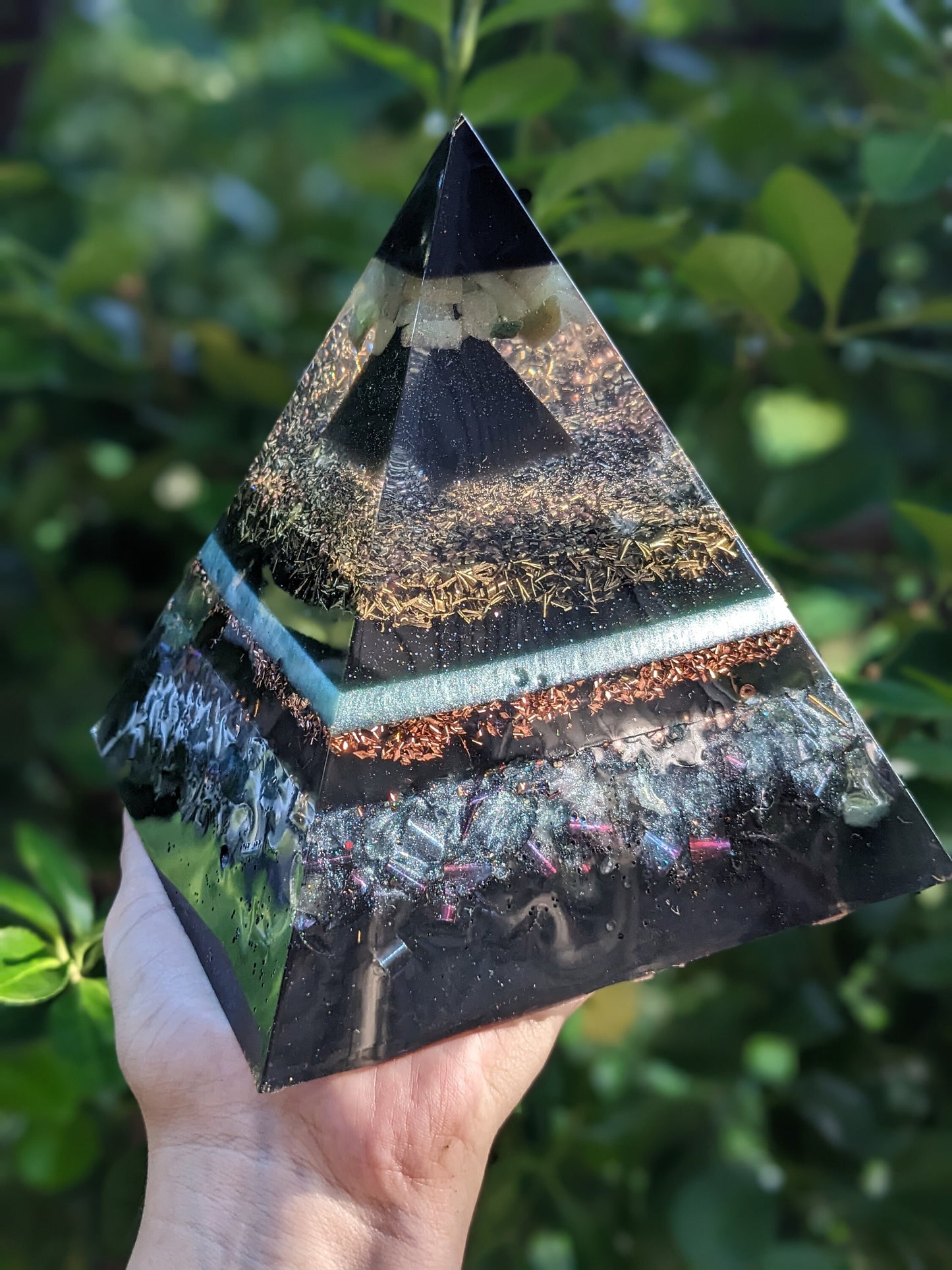 Large Orgone Pyramid Shungite Crystal Pyramid For Home and EMF Protector Shungite Pyramid Large Shungite Powerful Orgonite EMF Blocking