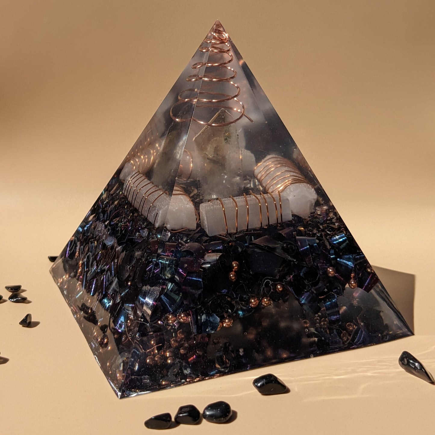 Handmade Orgonite Pyramid Energy Generator Orgonite EMF Protection Cleansing Energy Selenite Pyramid For Healing Crystal Pyramid Orgone EMF