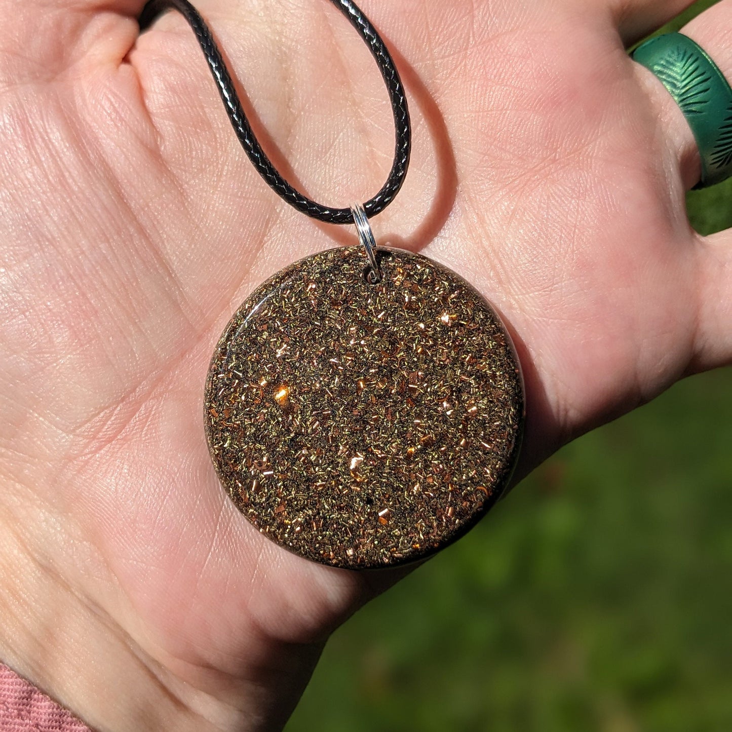 Handmade Orgonite Necklace with Copper & Quartz | Resin Pendant for Daily Wear, Desk, or Phone | Unique Gift