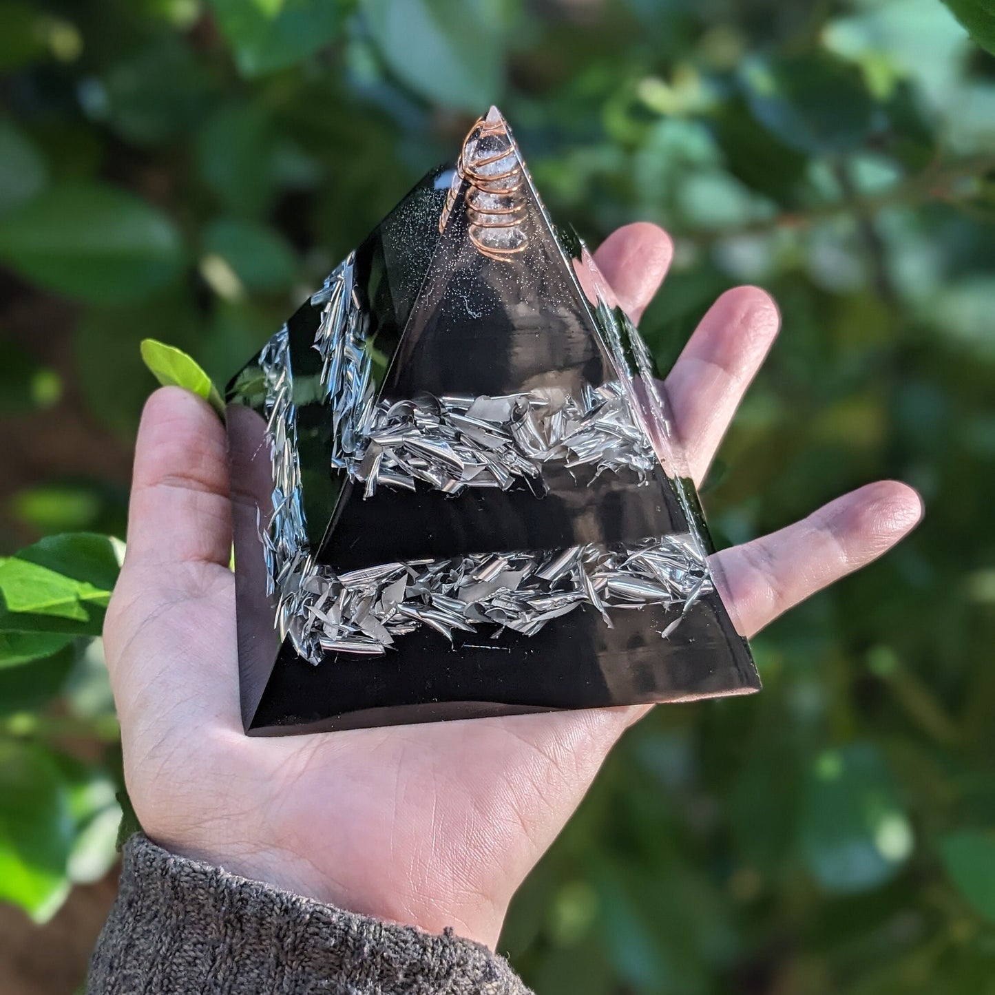 Large Orgonite Pyramid Real Orgonite Handmade Pyramid Shungite For EMF Protection Energy Healing Pyramid Crystal For Positive Energy Pyramid