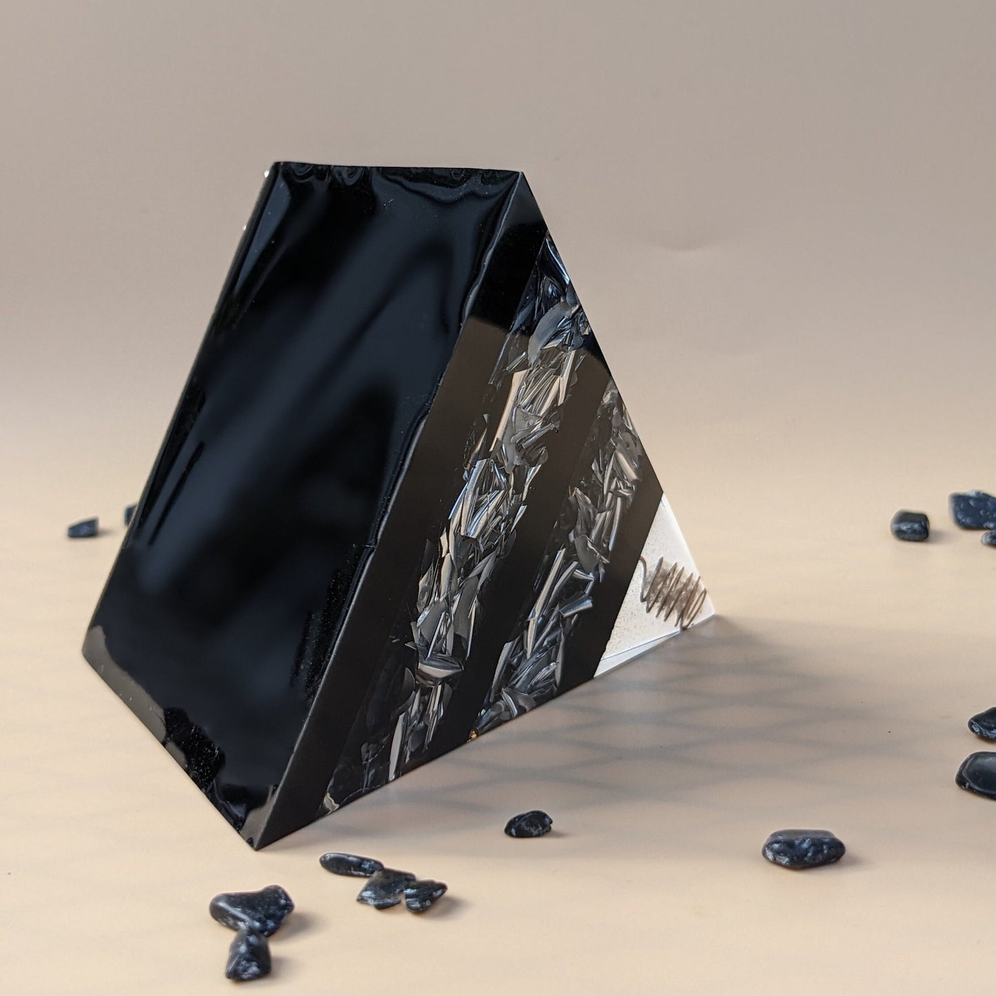 Large Shungite Stone Orgone Pyramid - Powerful Orgonite For EMF Protection - Home And Office Functional Art - Energy Protection For Empaths