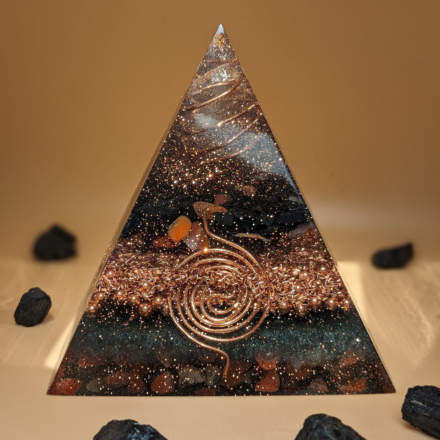 Large Orgone Pyramid Crystal Healing Tool For Meditation Gift Cleansing Crystal Spiritual Home Decor Crystal Shungite Pyramid EMF Protection