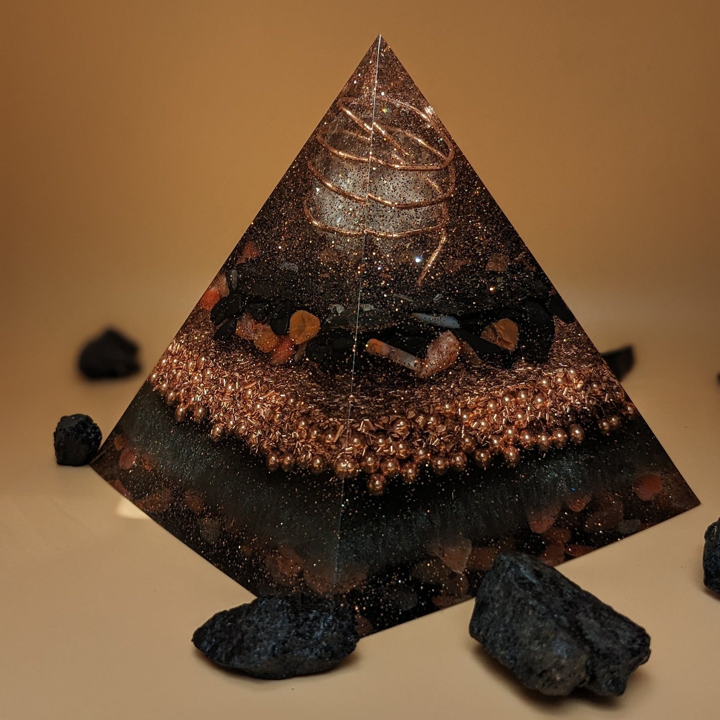 Large Orgone Pyramid Crystal Healing Tool For Meditation Gift Cleansing Crystal Spiritual Home Decor Crystal Shungite Pyramid EMF Protection