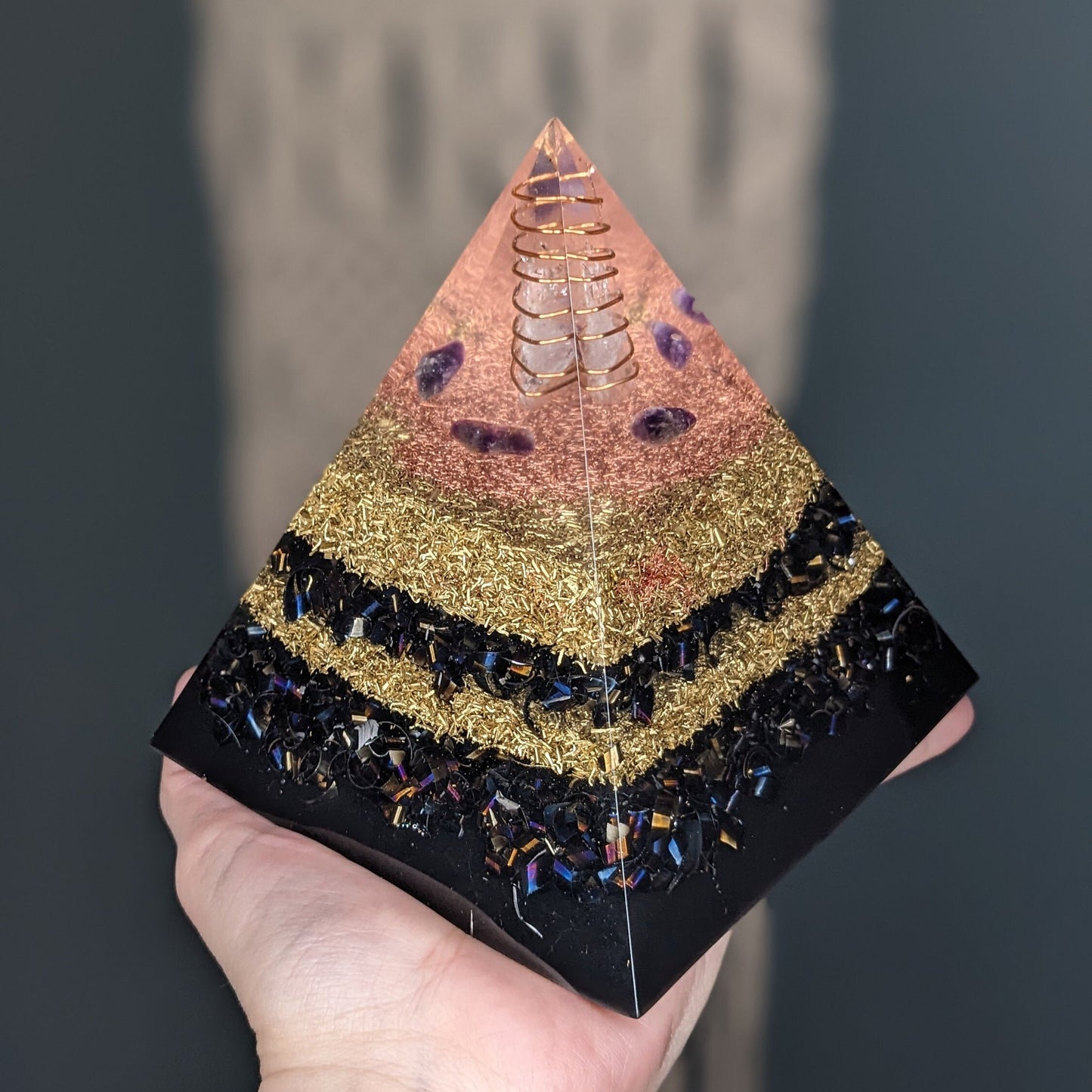Handmade Orgone Pyramid For Bed Crystal For Sleep Crystal Pyramid For Anxiety Crystal For Negative Energy Removal Crystal Powerful Orgonite