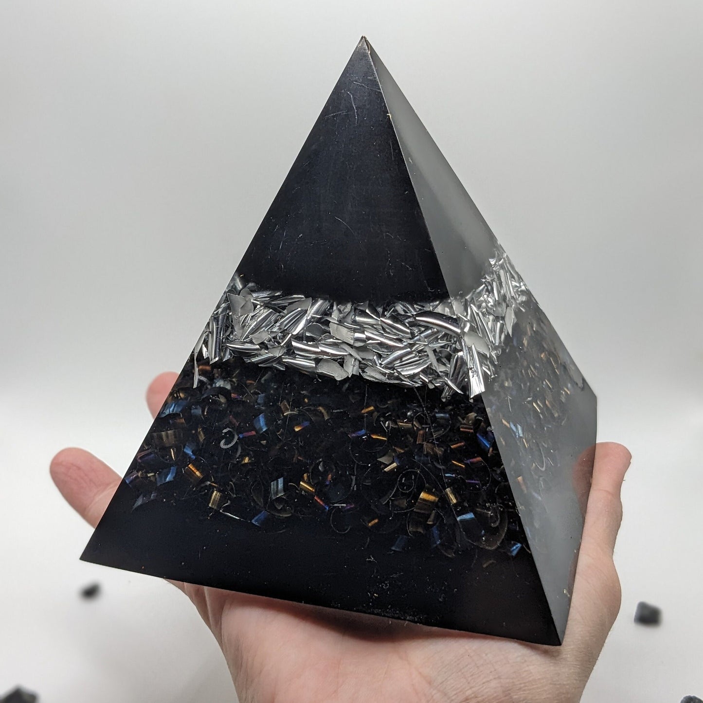 Authentic Shungite Pyramid For Meditation - Chakra Balance Crystal Gift For Spiritual Growth - Real Orgone Energy - EMF Protection Orgonite