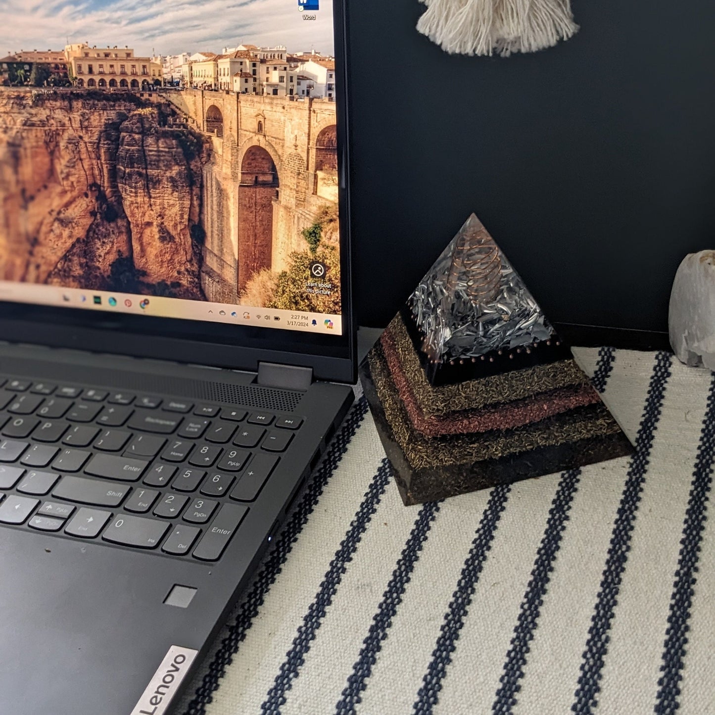 Large Orgonite Pyramid - Selenite Energy Cleansing Crystal - Healing Calming Stone - Bohemian Home Décor Gift - Orgone Accumulator For EMF