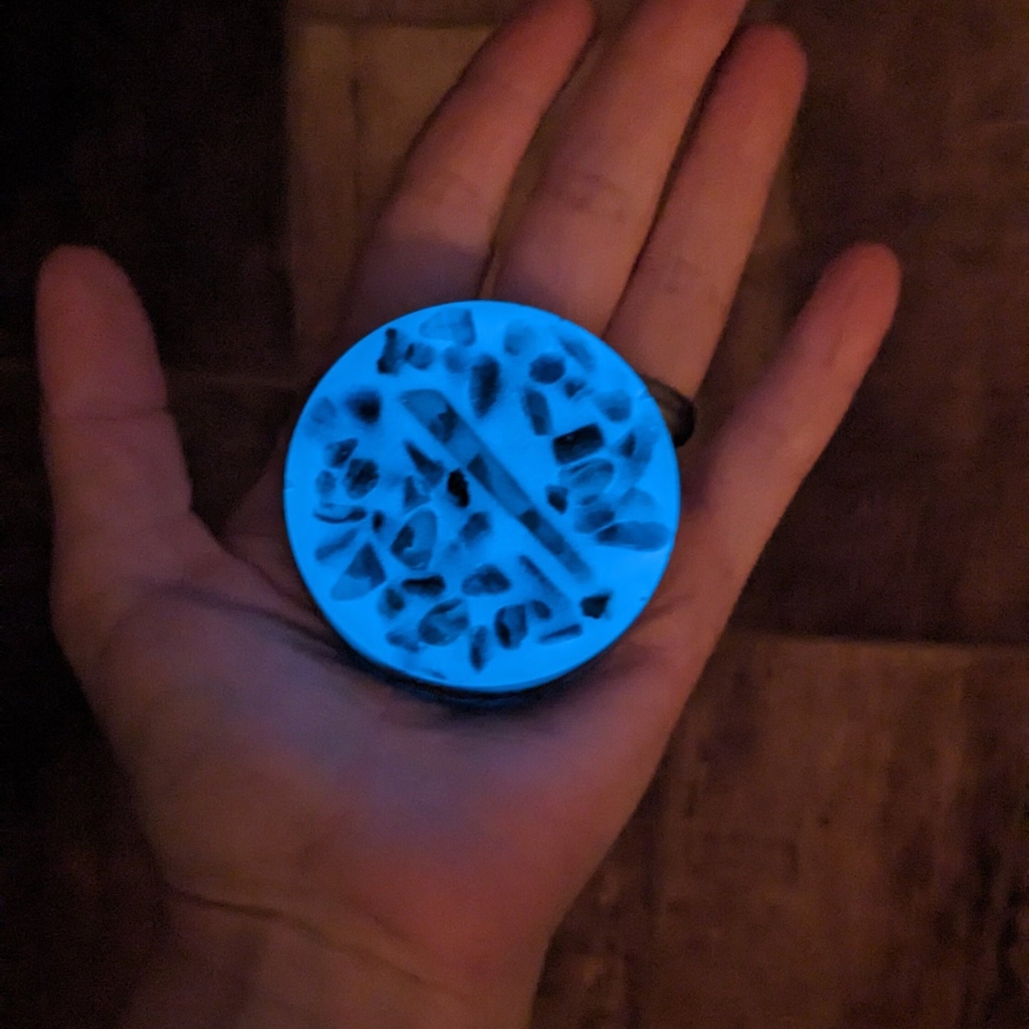 Glow In The Dark Orgonite Tower Buster - Gift For Spiritual Badass - Black Tourmaline Round Puck - Empath Protection Crystals - Yogi Stone