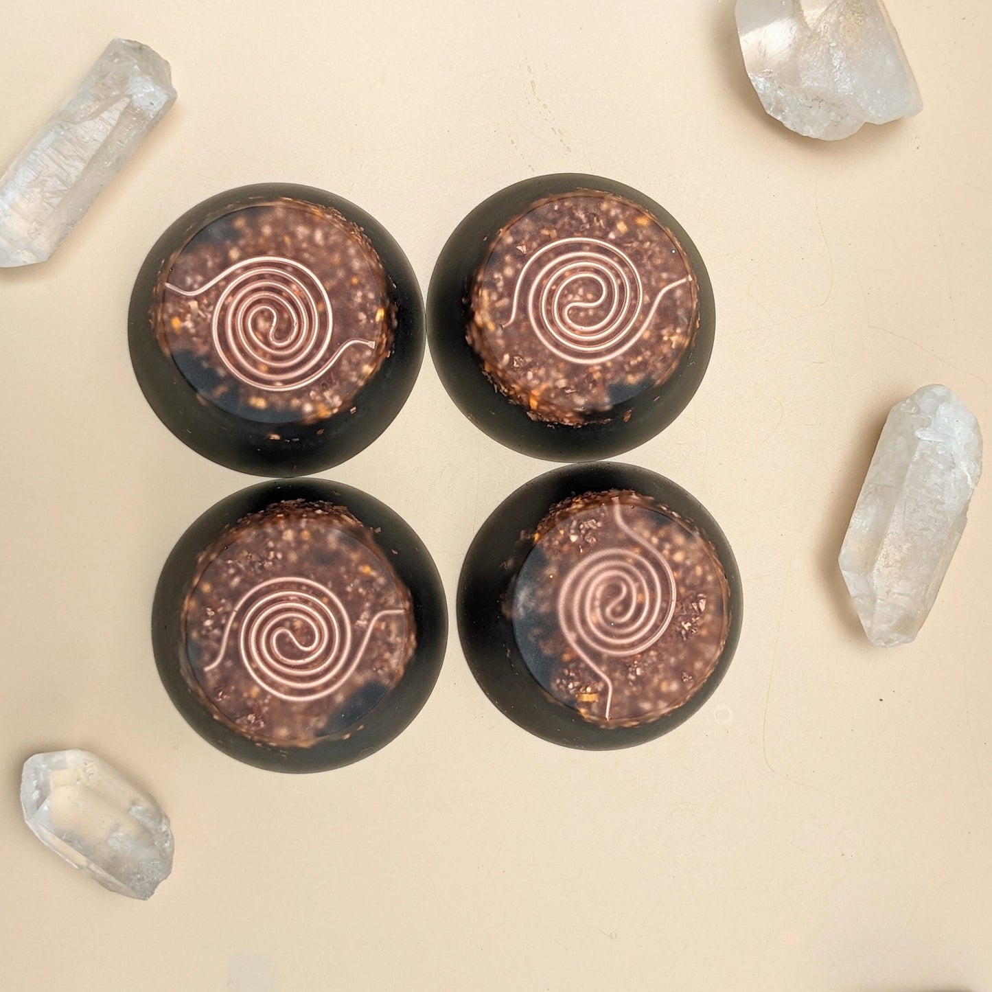Orgonite Tower Busters Set | Copper Quartz Shungite Resin Mix | Handmade EMF Desk Decor