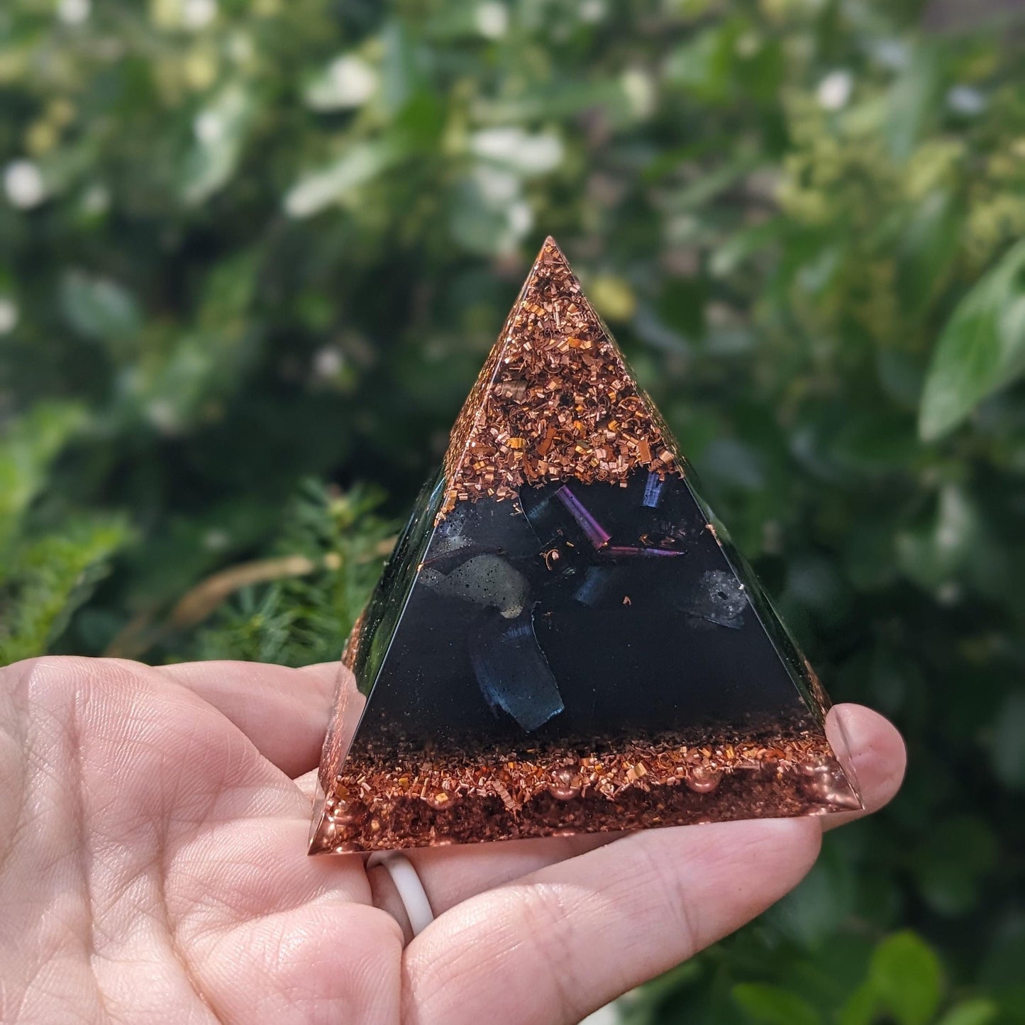 Small Orgone Pyramid - Green Jade Orgonite With Shungite - Beginner Crystals - Anxiety Relief Gift - Spiritual Home Decor - Earthy Creations