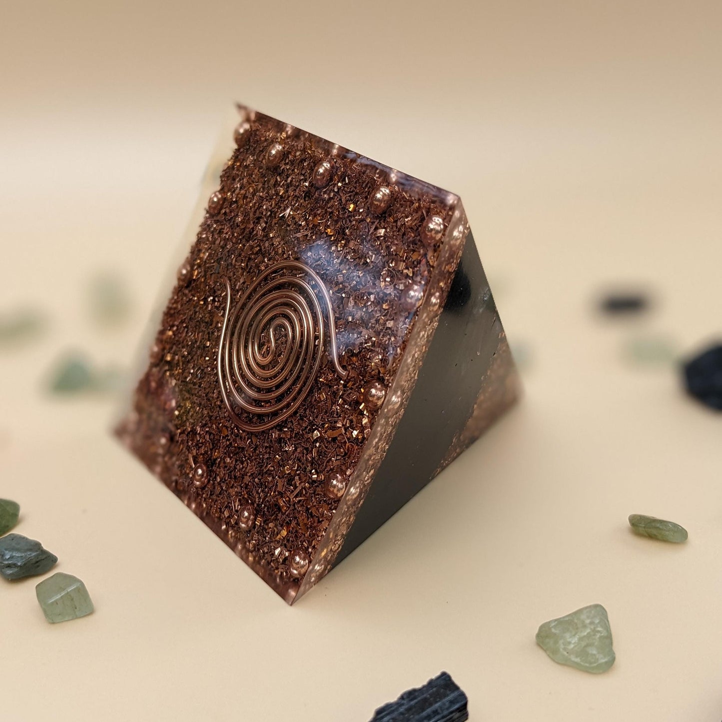 Small Orgone Pyramid - Green Jade Orgonite With Shungite - Beginner Crystals - Anxiety Relief Gift - Spiritual Home Decor - Earthy Creations