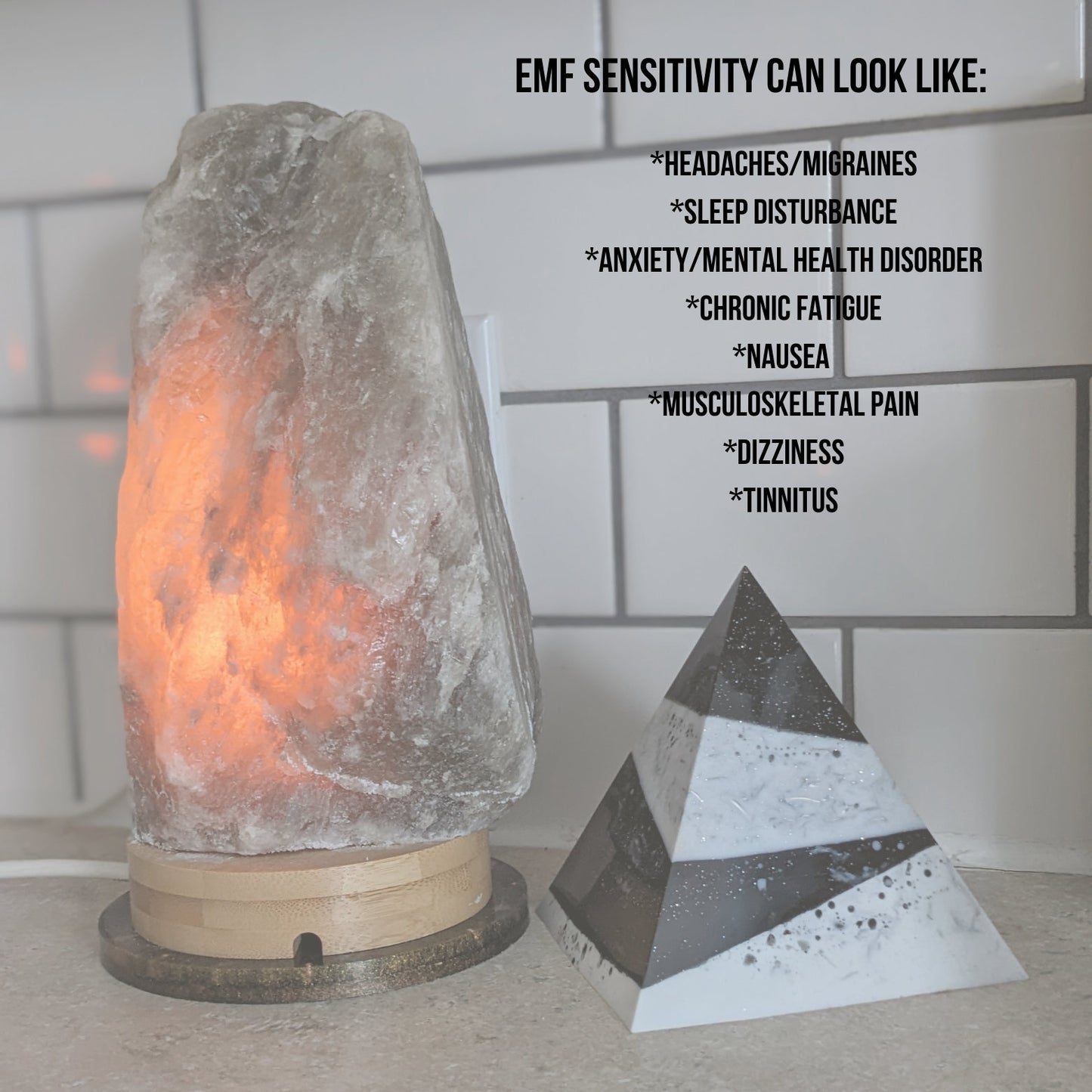 Large Orgonite Pyramid - Amethyst Crystal For Sleep And Anxiety - Orgone For EMF 5g And Smart Meter Protection - Meditation Practice Gift