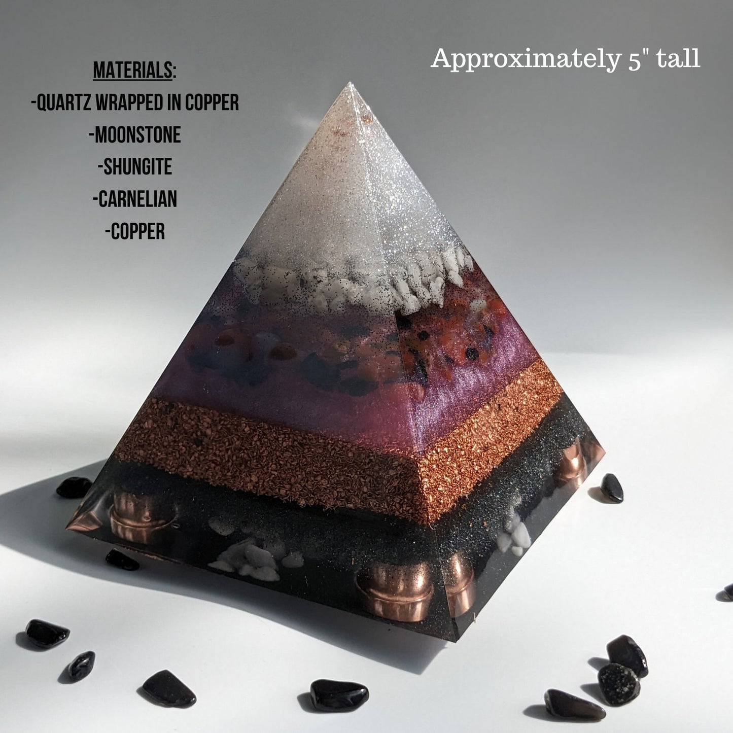 Handmade Large Orgone Pyramid - Grounding Stone EMF Protection - Powerful Orgonite Crystal - Motivating Resin Art Work - Intuition Enhancer