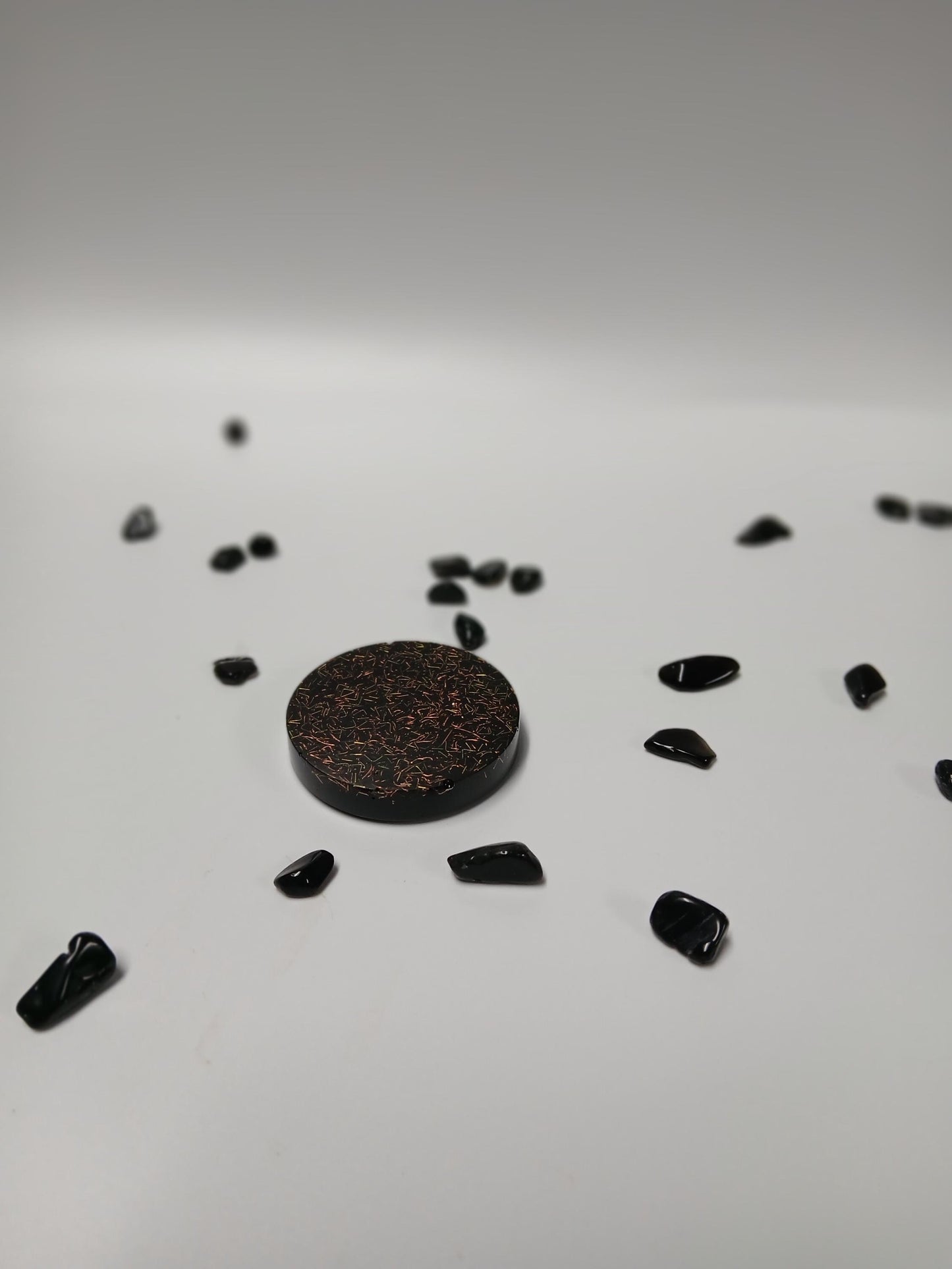 Handmade Orgonite Phone Disc with Shungite & Crystals – Resin Phone, Laptop, or Tablet Accessory – Unique Pocket Decor Gift