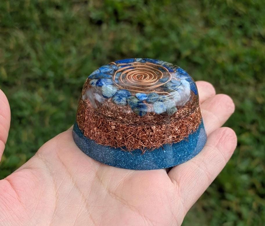 Large Orgonite Tower Buster with Lapis, Quartz & Copper | Handmade Resin Decor | EMF Awareness Gift for Home or Travel