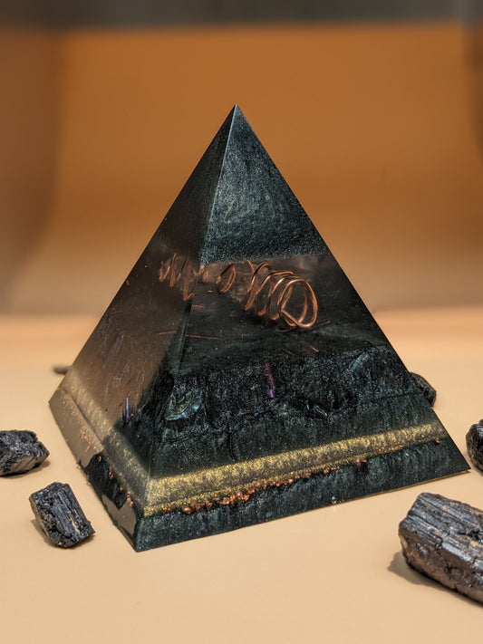 Large Orgone Pyramid Gift For Meditation Pyramid Positive Energy Gift For Yogi Cleansing Crystal Pyramid Orgonite EMF Protection Home Gift