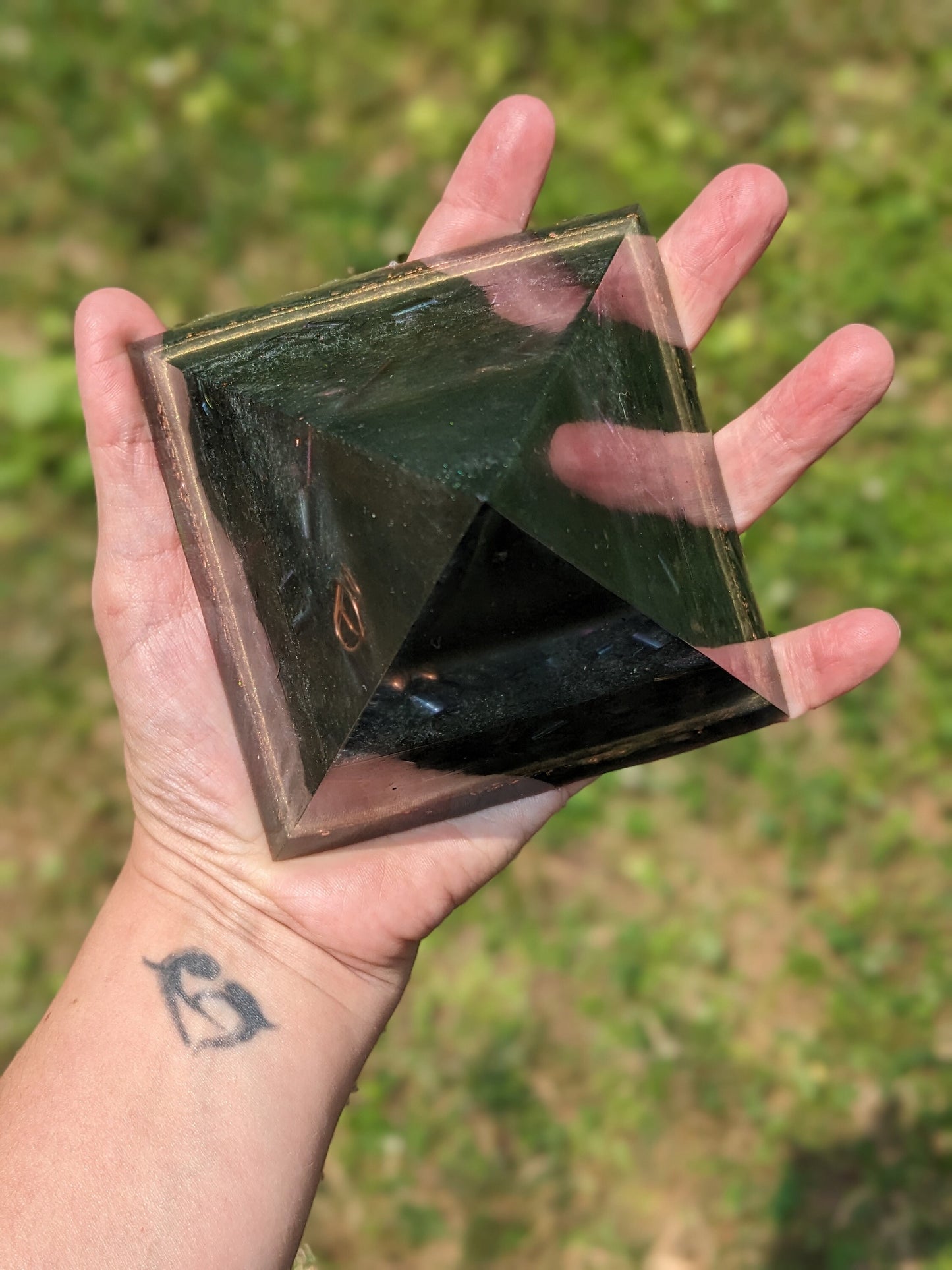 Large Orgone Pyramid Gift For Meditation Pyramid Positive Energy Gift For Yogi Cleansing Crystal Pyramid Orgonite EMF Protection Home Gift