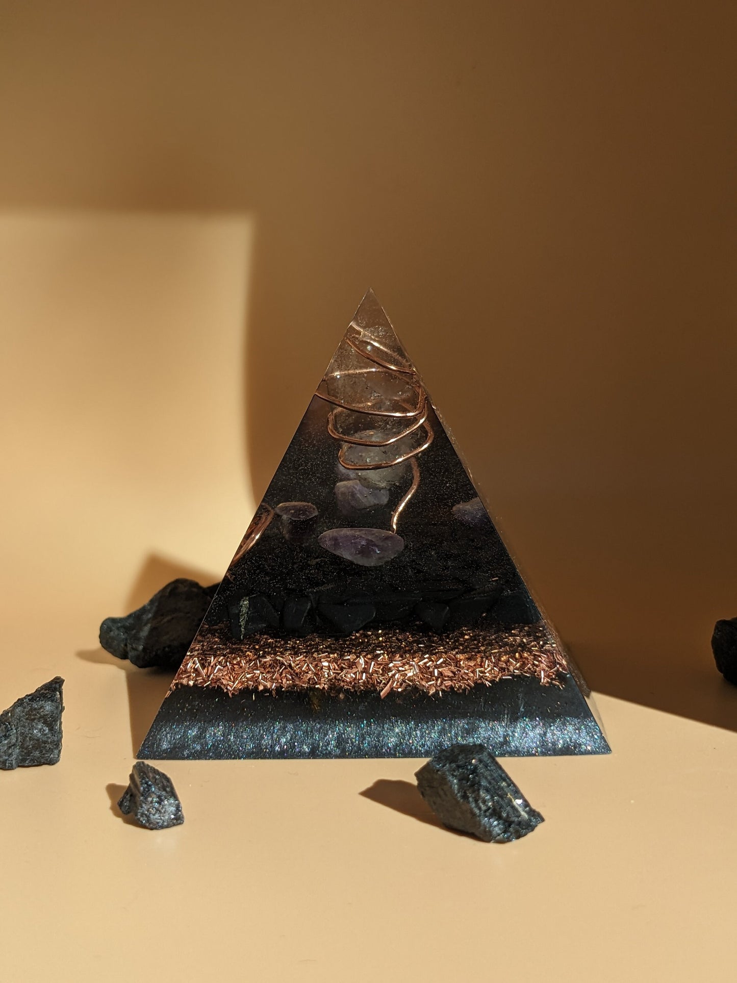 Crystal Pyramid With Shungite For Positive Vibration And Energy Balance Spiritual Decor And Chakra Balancing Large Shungite Orgone Pyramid