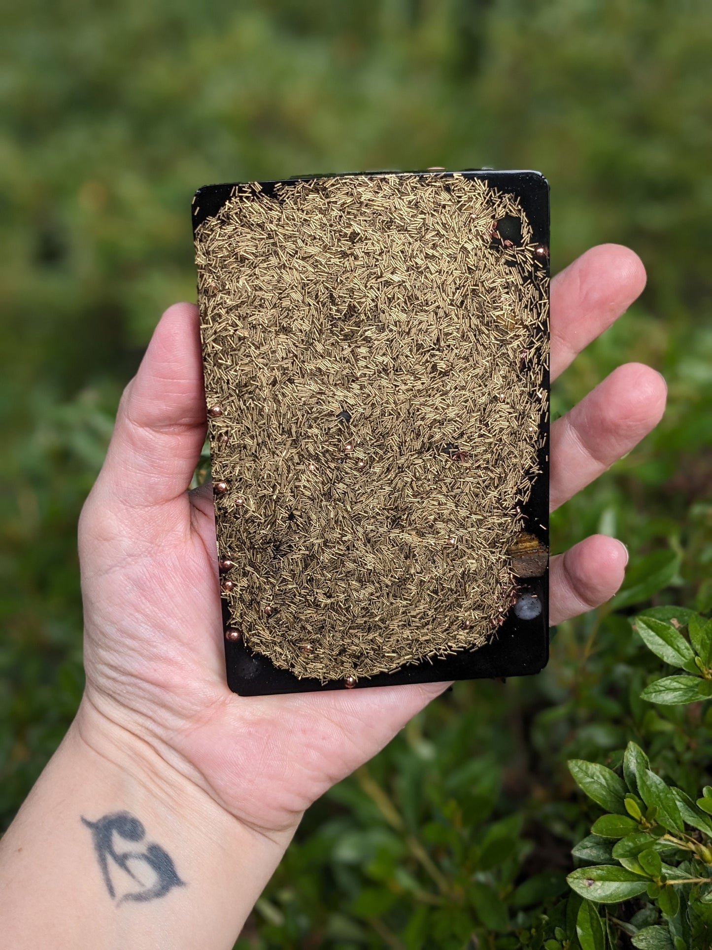 Orgonite Charging Plate - Crystal Charging Station With Tigers Eye - Shungite Stone For EMF Protection - Charging Block For Electronics