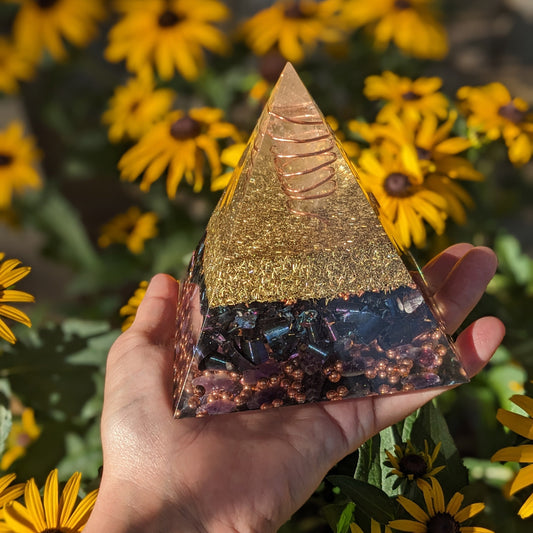 Large Orgonite Pyramid For Powerful EMF Protection And Energy Amplification Healing Crystal Pyramid For Holistic Wellness And Manifestation