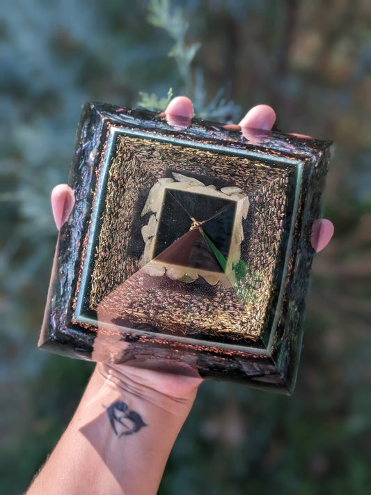 Large Orgone Pyramid Shungite Crystal Pyramid For Home and EMF Protector Shungite Pyramid Large Shungite Powerful Orgonite EMF Blocking