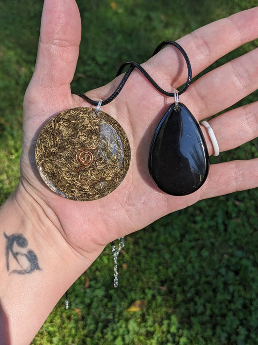 EMF Protector Necklace Healing Intention Necklace For Grounding Shungite EMF Shield Energy Protection Necklace Energy Shield Aura Protection