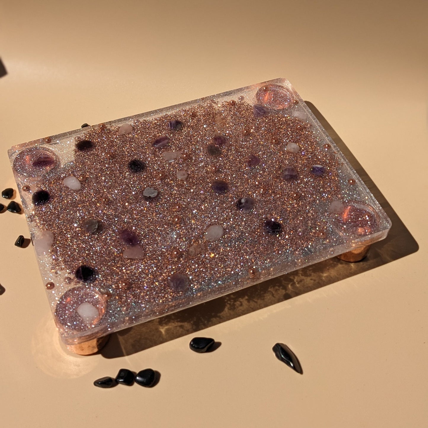 Orgonite charge plate Orgonite Charging Station Amethyst Orgone Charge Plate Crystal Charge Water Energy Charging Crystalline Coaster Plate