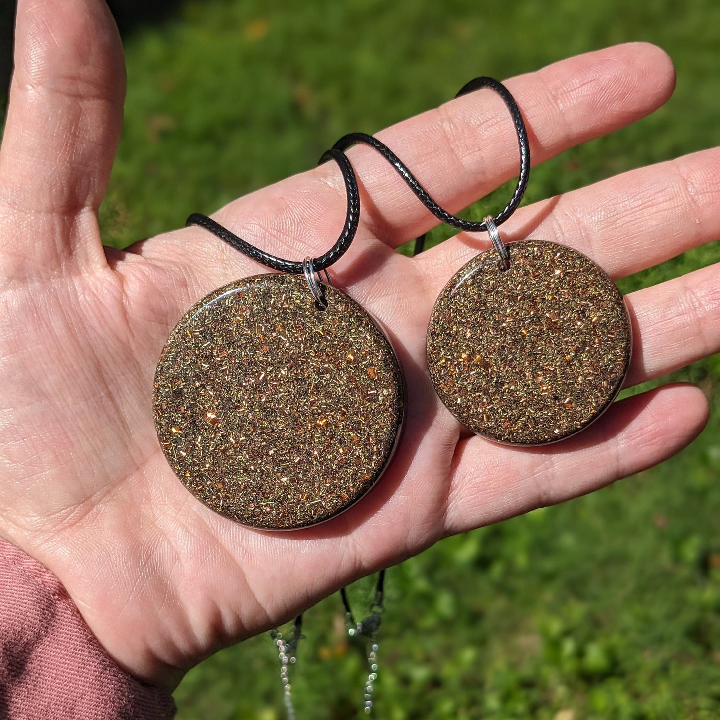 Orgonite Pendant With Shungite - EMF Empath Protection Necklace - Large Round Amulet - Copper Jewelry Gift For Her - Energy Aura Shielding