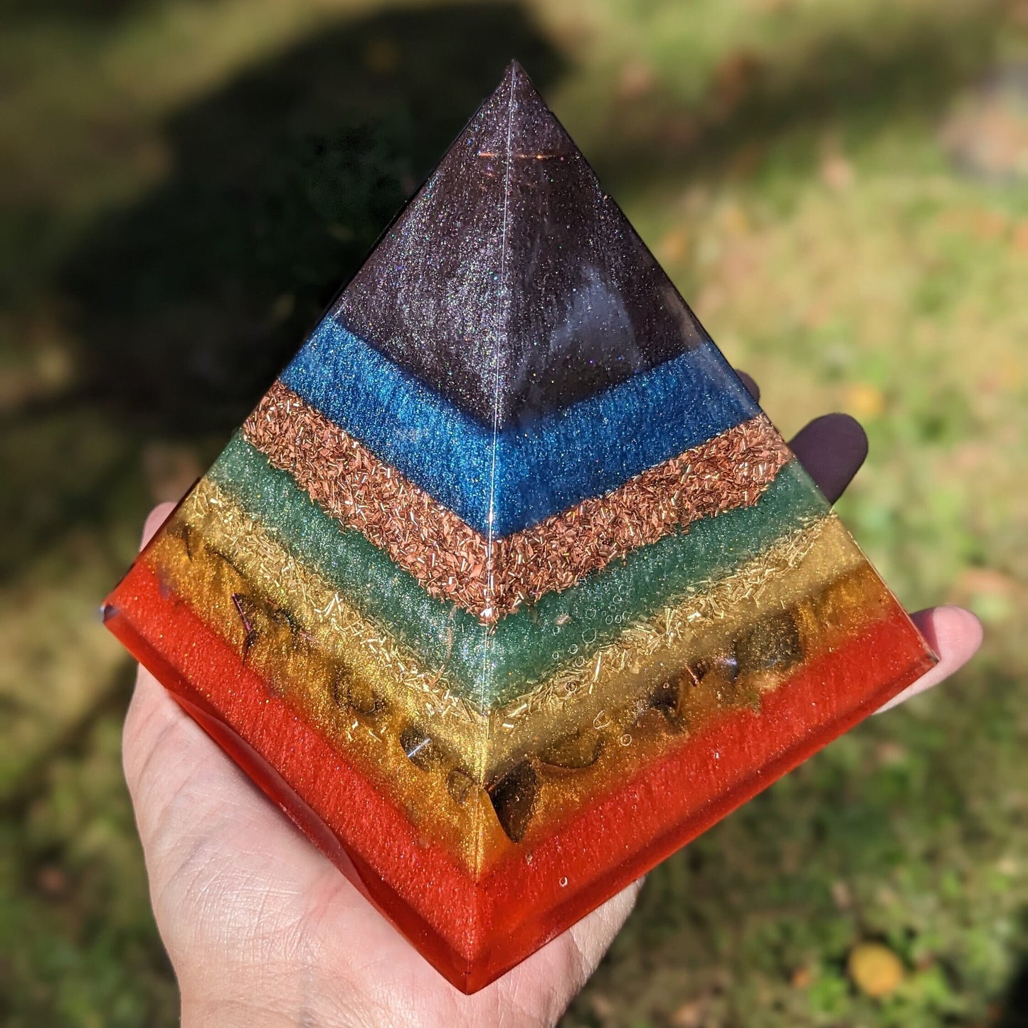 Handmade Orgonite Pyramid Large Orgone Pyramid EMF Protection 5g Blocker Real Orgonite Pyramid Healing Energy Positivity Pyramid For Chakras