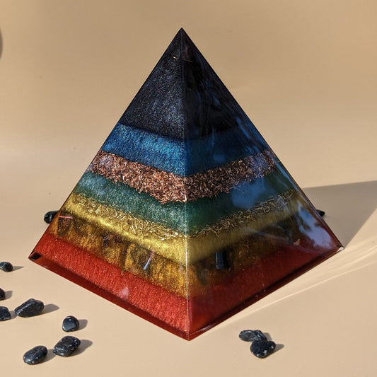 Handmade Orgonite Pyramid Large Orgone Pyramid EMF Protection 5g Blocker Real Orgonite Pyramid Healing Energy Positivity Pyramid For Chakras