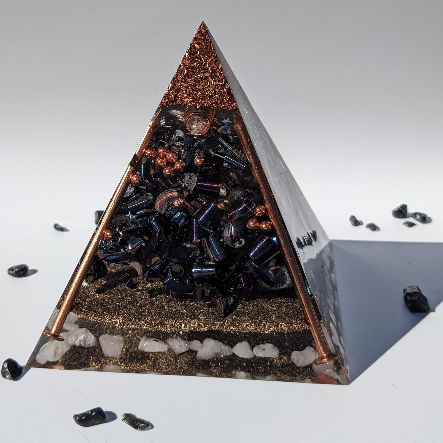 Orgone Energy Pyramid - Orgonite For EMF Protection - Large Crystal Point For Energy Balancing