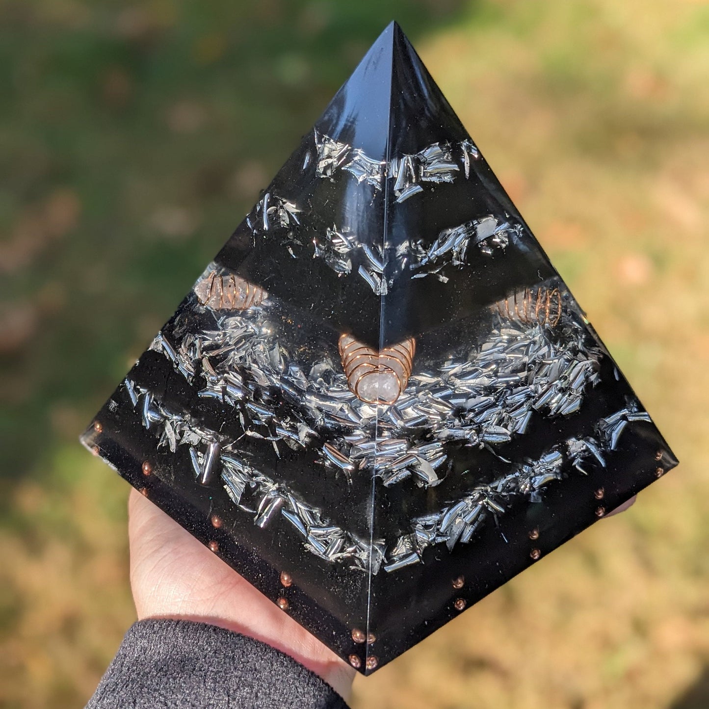 Handmade Orgonite Pyramid Quartz Pyramid For Cleansing Crystal Energy Pyramid For Meditation Pyramid EMF Harmonizer Energy Orgone Pyramid