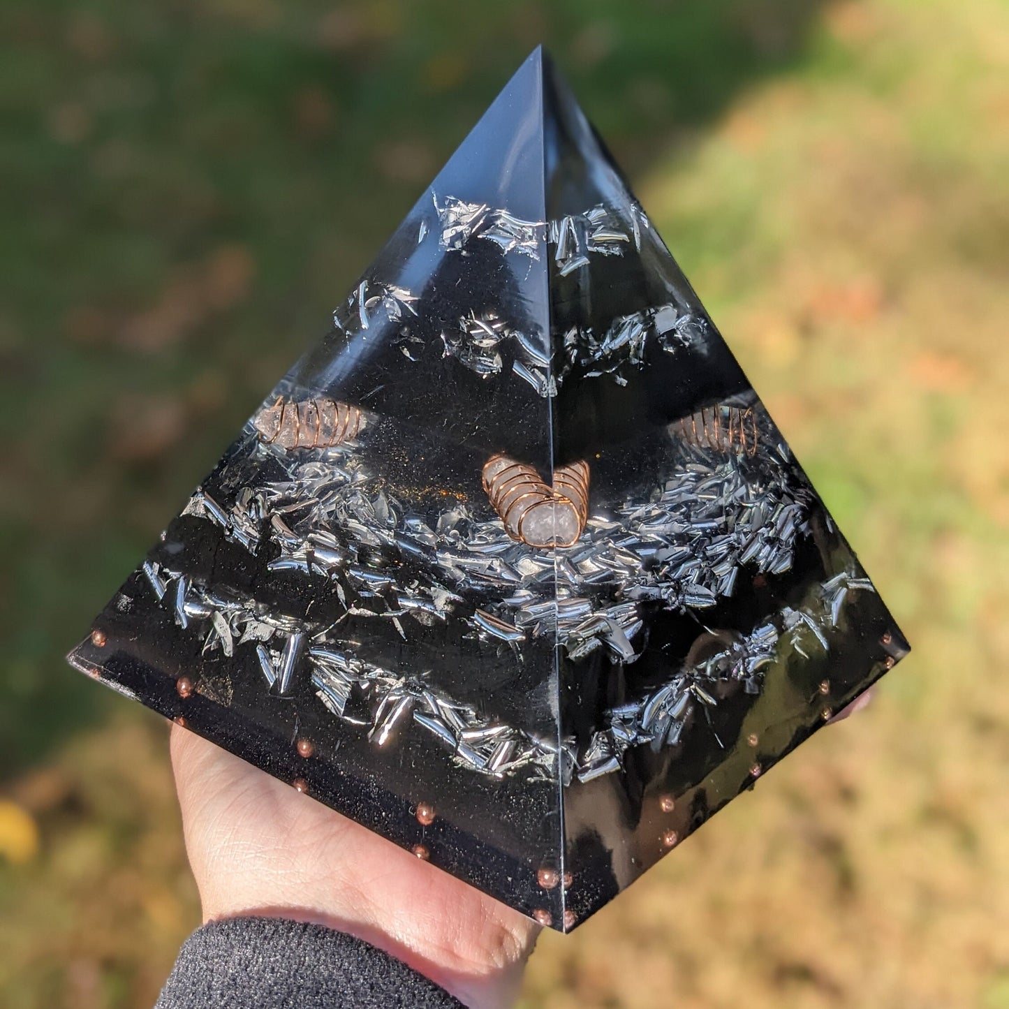 Large Handmade Orgonite Pyramid Real Orgonite Powerful Orgone Energy Shungite Pyramid For EMF protection 5g Block Pyramid Crystal Healing