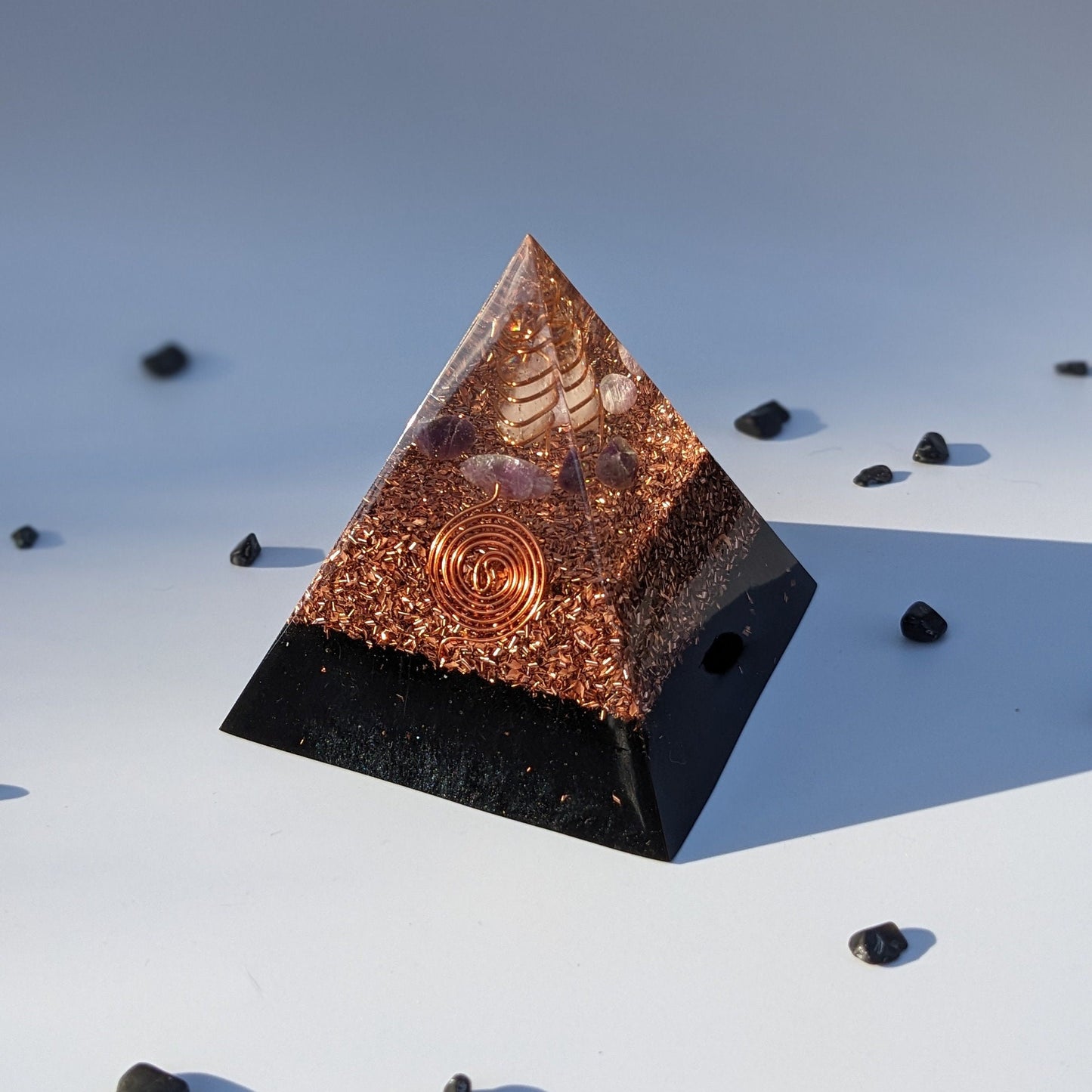 Orgone Pyramid Positive Energy Pyramid Crystal For Self Love Aura Cleansing Crystal Orgonite Pyramid For EMF Negative Energy Cleansing Gift