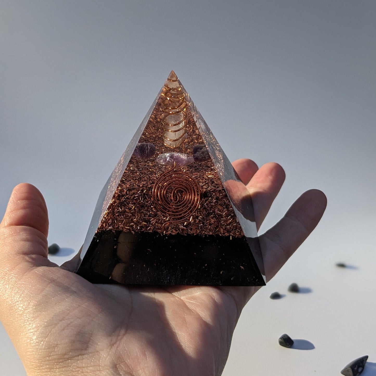 Orgone Pyramid Positive Energy Pyramid Crystal For Self Love Aura Cleansing Crystal Orgonite Pyramid For EMF Negative Energy Cleansing Gift