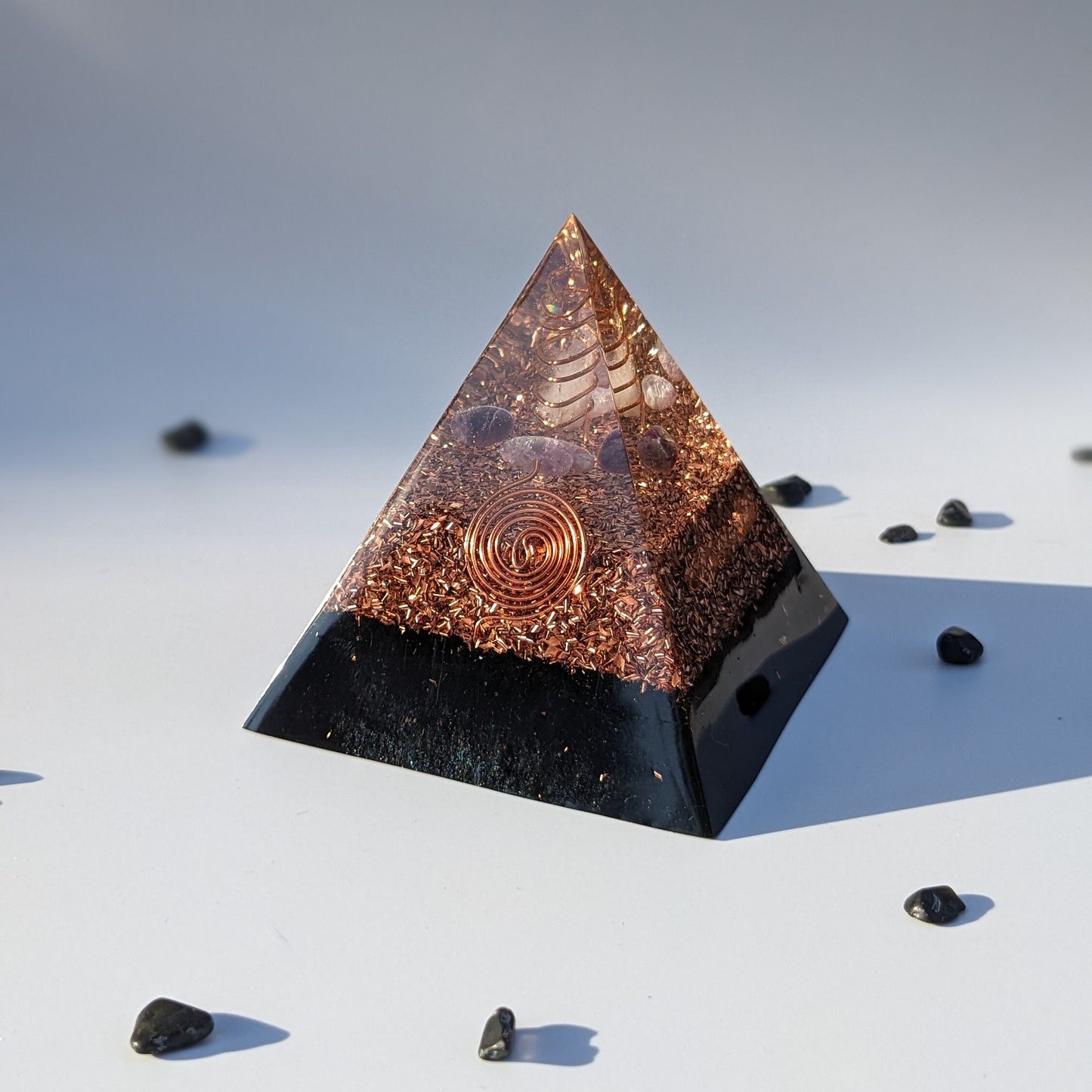 Orgone Pyramid Positive Energy Pyramid Crystal For Self Love Aura Cleansing Crystal Orgonite Pyramid For EMF Negative Energy Cleansing Gift