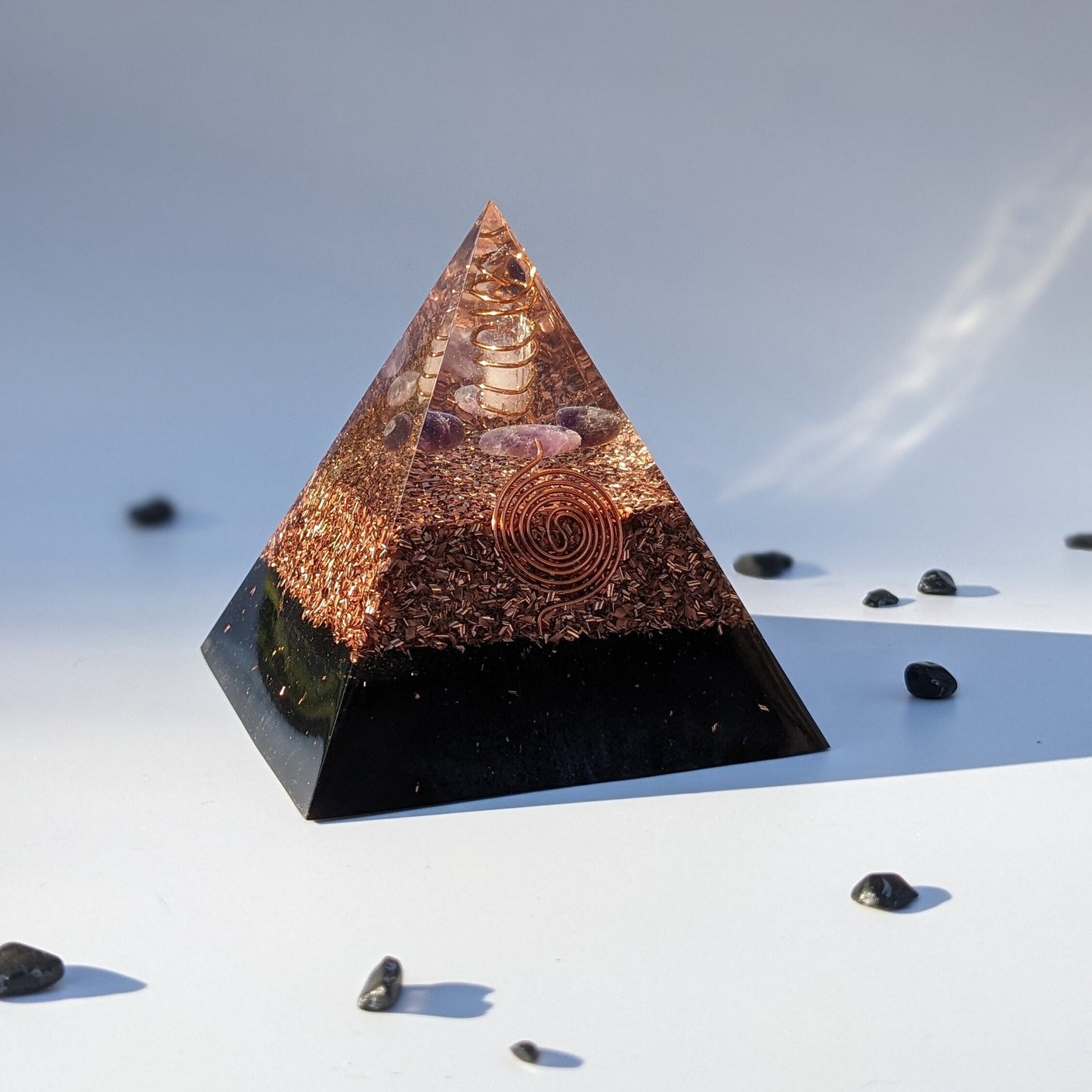 Orgone Pyramid Positive Energy Pyramid Crystal For Self Love Aura Cleansing Crystal Orgonite Pyramid For EMF Negative Energy Cleansing Gift