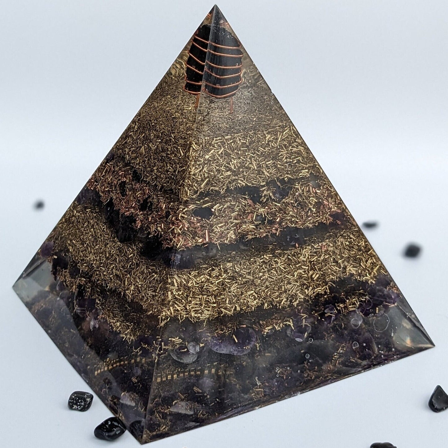 Handmade Orgonite Pyramid For EMF Protection Energy Healing Pyramid Crystal Pyramid Black Tourmaline Real Orgone Energy Pyramid For Sleep