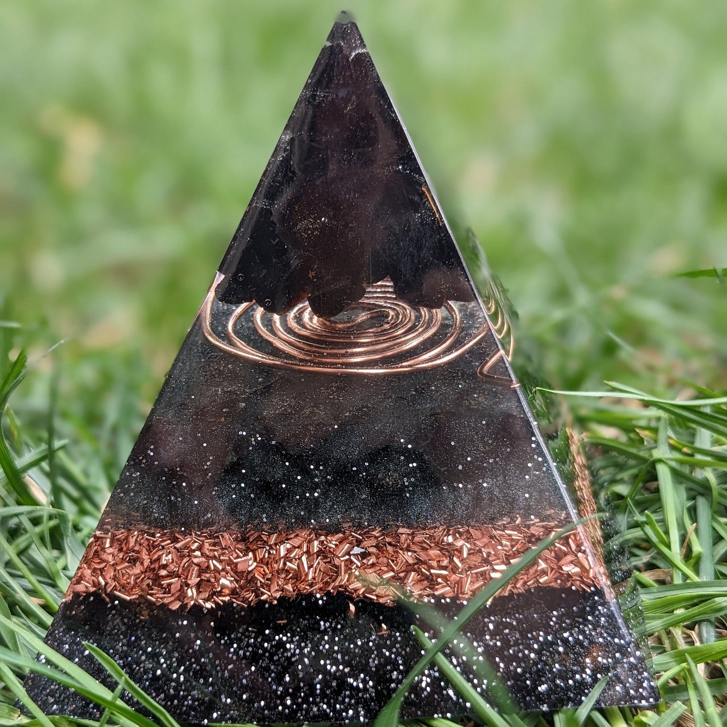 Orgonite Pyramid For EMF Protection - Shungite And Black Tourmaline Crystal Point - Gift For Meditation Or Energy Healing - Orgone Energy