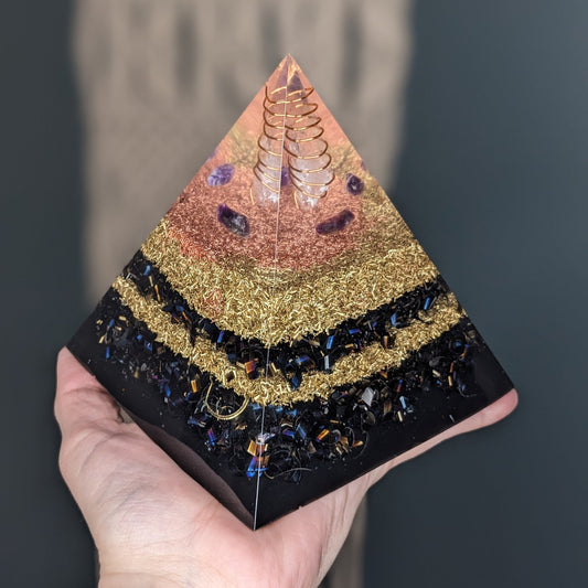 Handmade Orgone Pyramid For Bed Crystal For Sleep Crystal Pyramid For Anxiety Crystal For Negative Energy Removal Crystal Powerful Orgonite