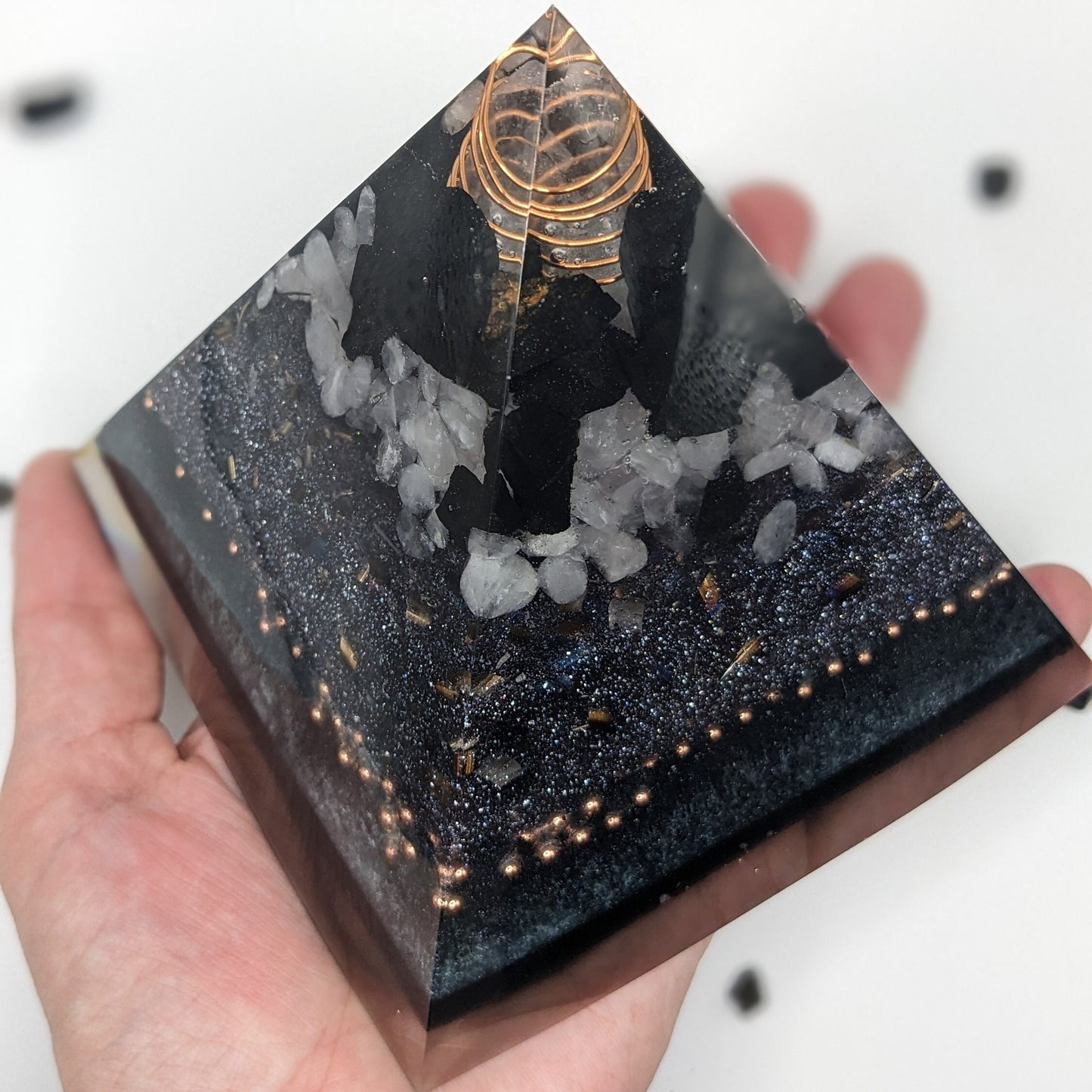 Orgone Pyramid For Healing Crystal Intention Setting Crystal For Protection Gift Empath Crystal Raw Shungite Pyramid Gift For Stress Pyramid