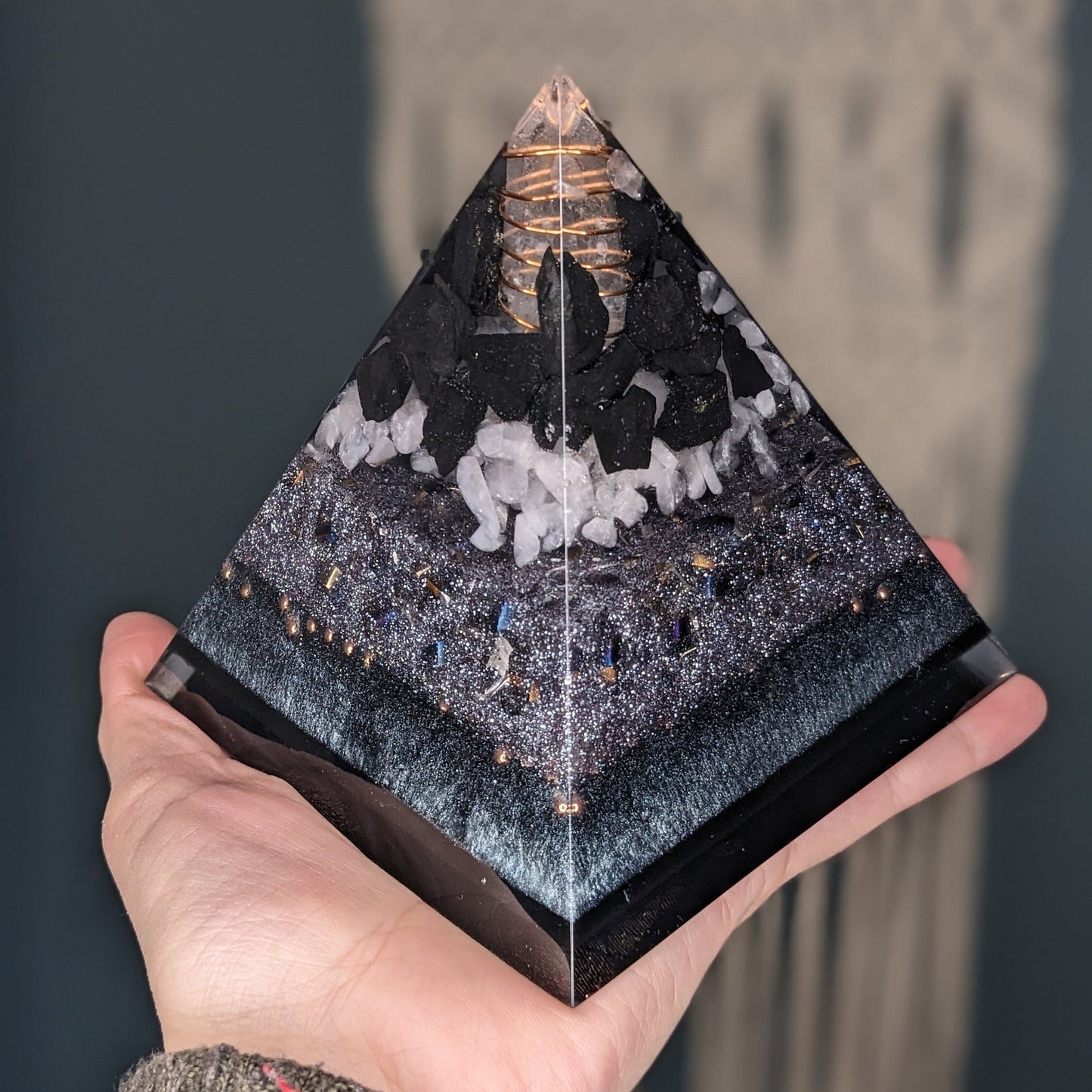 Orgone Pyramid For Healing Crystal Intention Setting Crystal For Protection Gift Empath Crystal Raw Shungite Pyramid Gift For Stress Pyramid